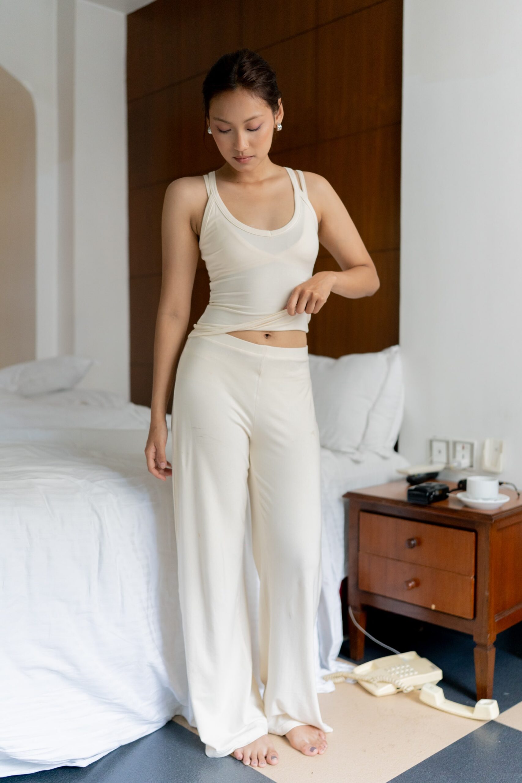 Wide Leg Pant & Plunge neck Butter Yellow