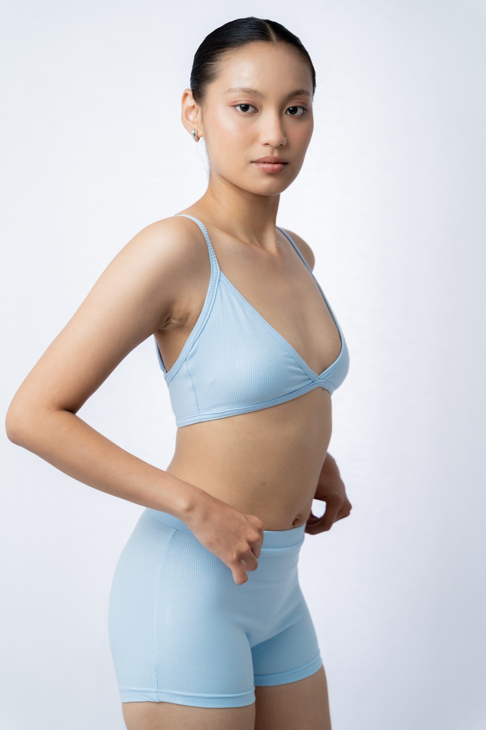 Bra Top & Boxer Shorts Baby Blue