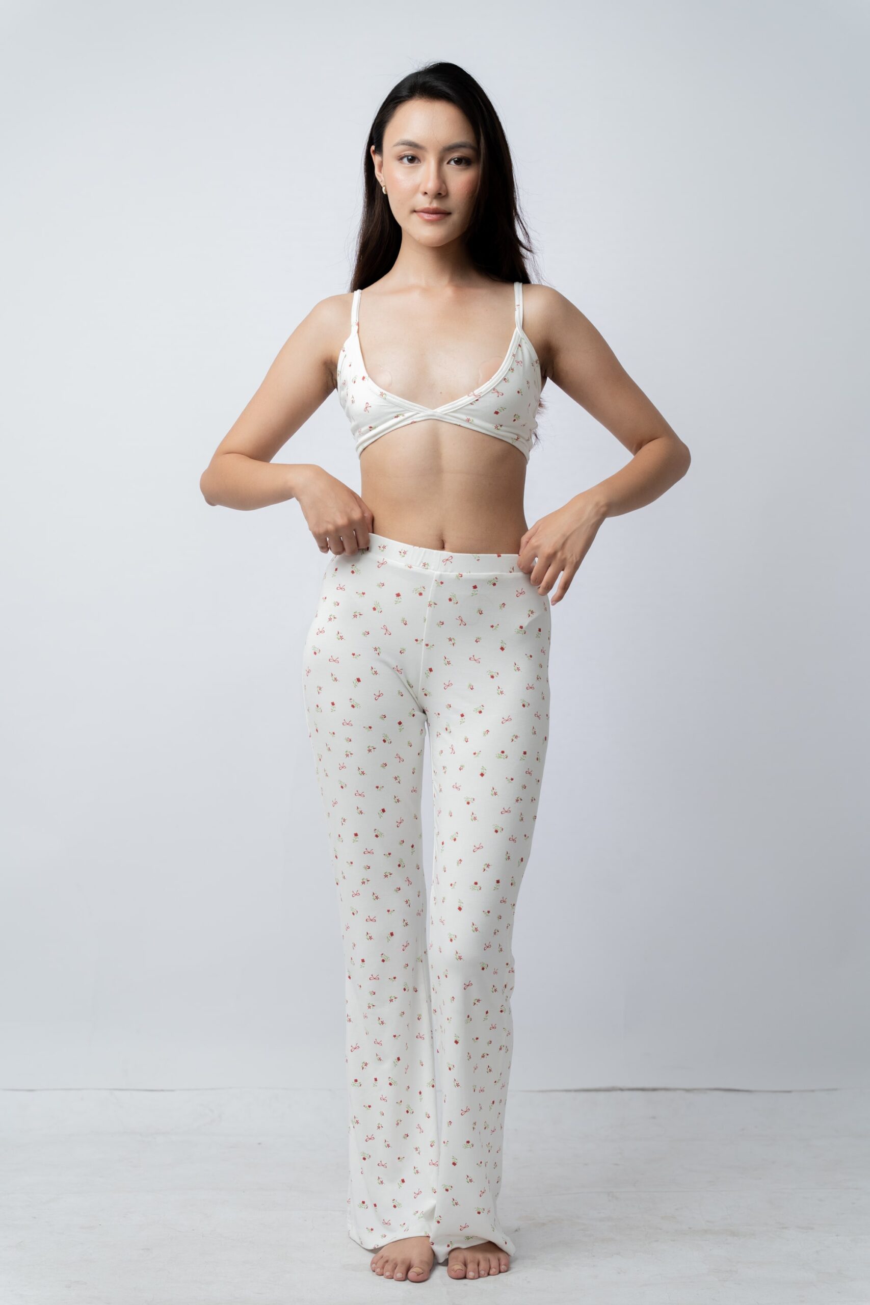 Flare Pant & Bra Top Cherry Print